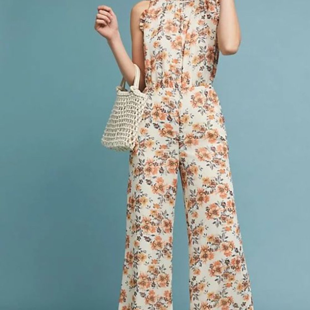 Anthropologie NWT Beautiful Quality Floral Jumpsuit Retail $150 Medium M